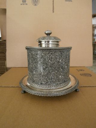 Sheffield Ep Silver Granite Ice Bucket Ornate Eagle Claw Footed Rope Leaf Border photo