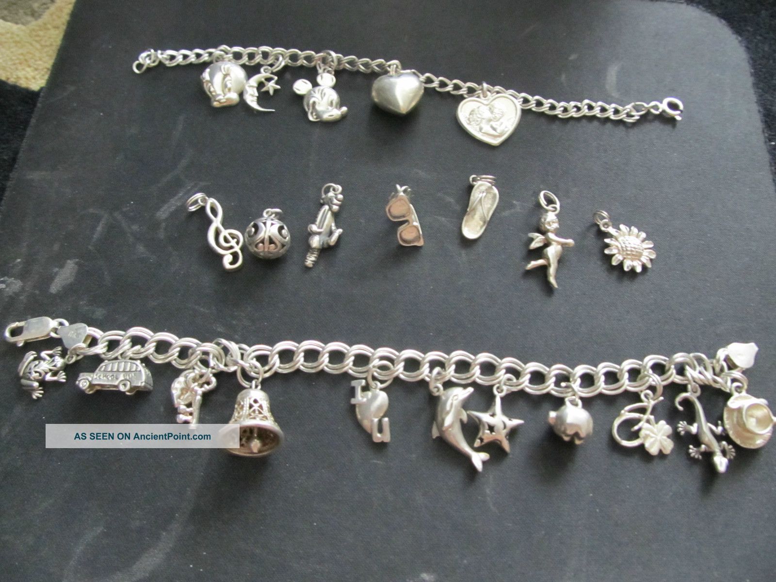 (2) Sterling Silver Charm Bracelets With 23 Interchangeable Charms Other photo