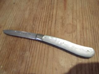 Sterling Silver And Engraved Mother Of Pearl Fruit Knife photo