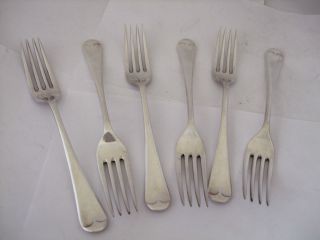 Vintage Silver Plate 6 Dessert Forks Old English Pattern Heavy Quality photo