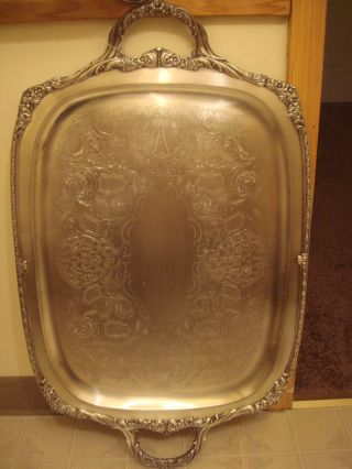 Silver Plate Heritage1847 Rogers Bros Tray 20 33inch photo