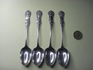 4 Matching Solid Silver Victorian Teaspoons -,  Glasgow 1876 George Edward & Son photo