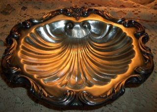 W.  S.  Blackington Silver On Copper Heavy Ornate Edged Footed Shell Dish Elegant photo