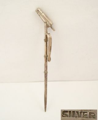 Sterling Silver Chinese Style Umbrella Cocktail Sticks C1920 photo
