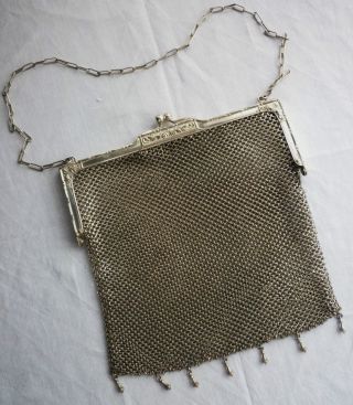 Antique Art Nouveau Silver Plated Evening Bag: Napier Bliss Co Usa C1920 photo