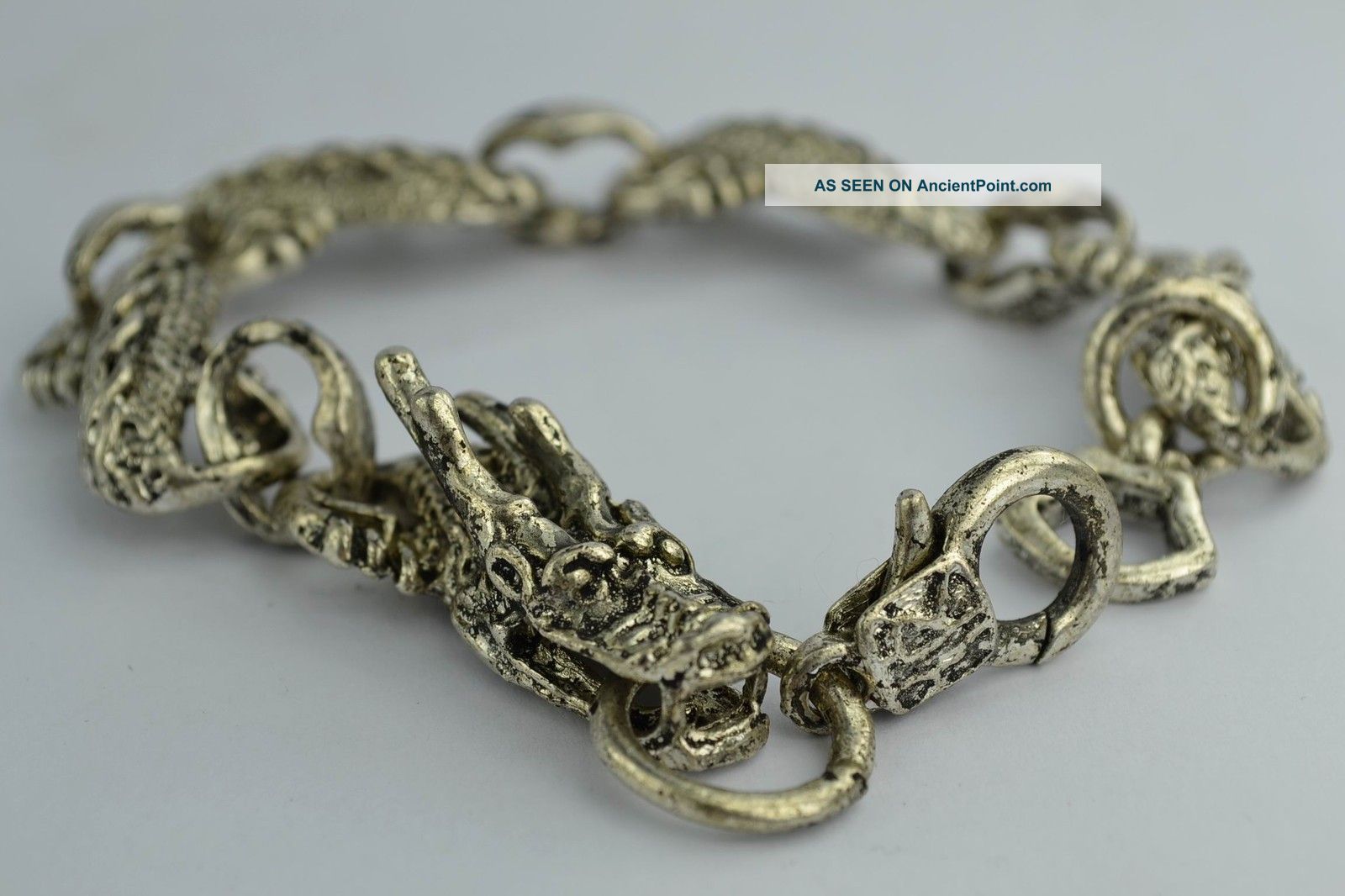 Asian Old Collectibles Handwork Tibet - Silver & White Copper Dragon Bracelet Other photo