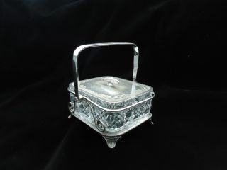 Antique English Silver Plated And Cut Glass Sardine Dish photo