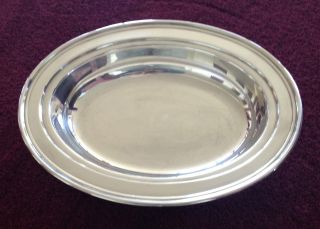 Oval Silver Plate Serving Bowl photo