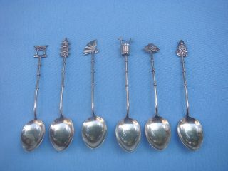 Sterling Japanese Bamboo Demitasse Spoons Set Of 6 photo