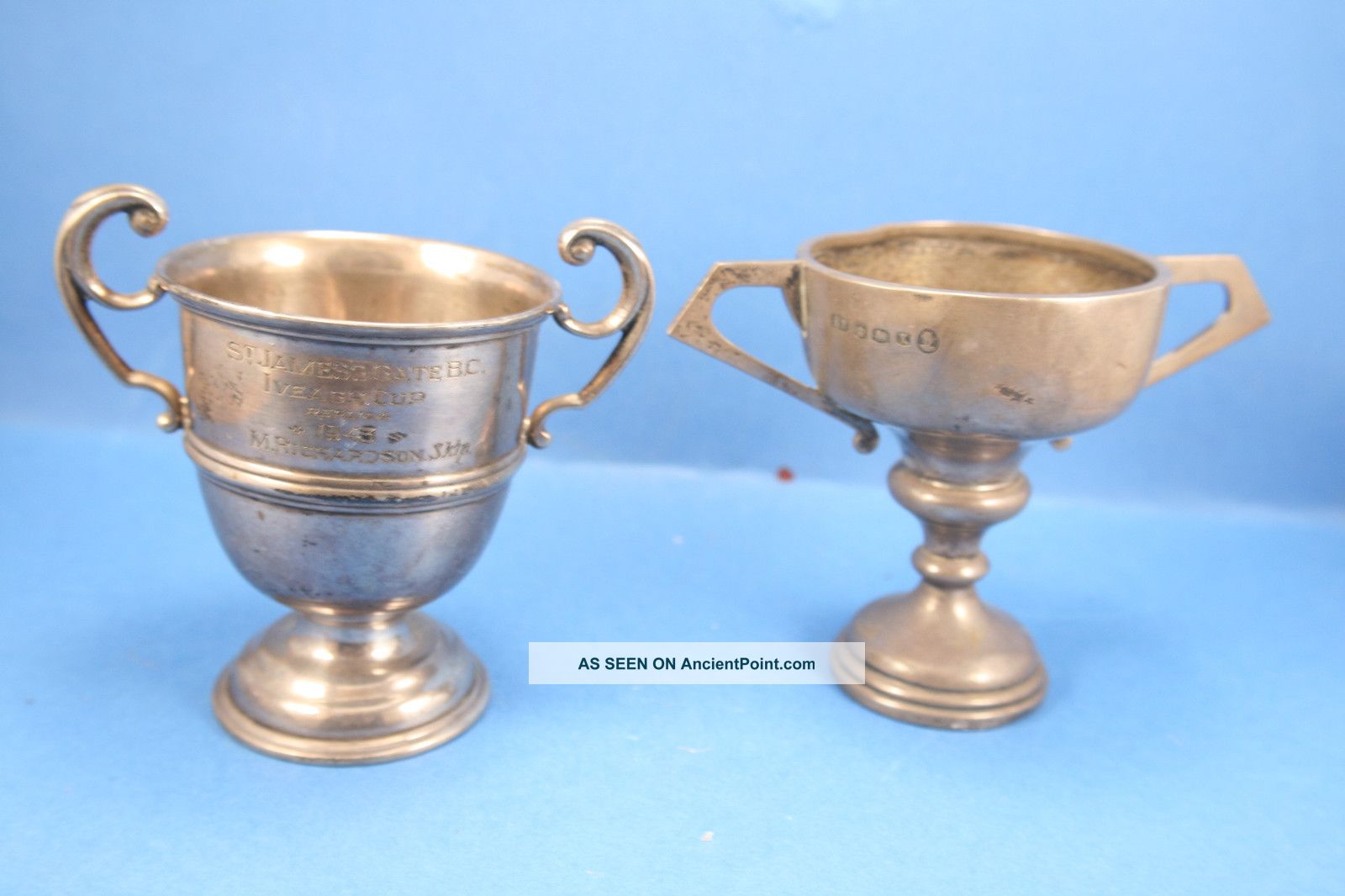 Two Fully Hallmarked Solid Silver Trophy Cups Weighing 154 Grams. Cups & Goblets photo