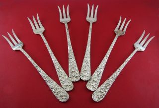 Stieff 6 Piece Set Sterling Silver Rose Pattern Cocktail/oyster Forks 150+ Grams photo