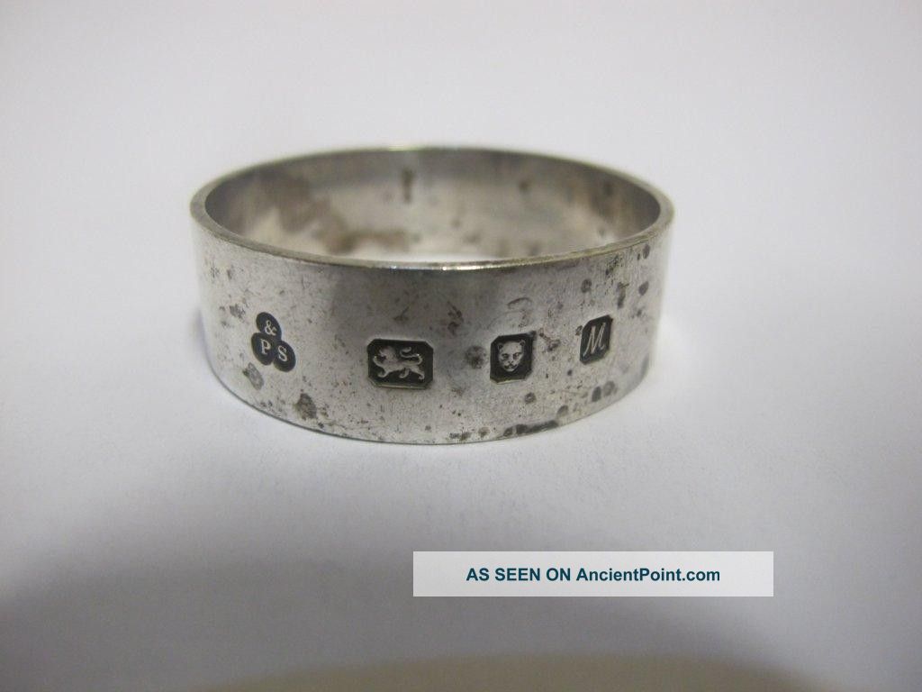 Modern Sterling Silver Napkin Ring Large Hallmark London 1986 Napkin Rings & Clips photo