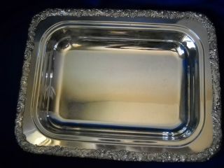 Silver On Copper Rectangular Deep Dish Tray photo