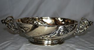 Antique Edwardian Sterling Silver Repousse Swirl Figural Putti Cherubs Bowl Dish photo