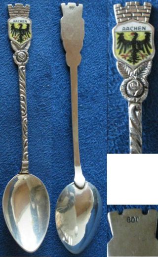 Souvenir Spoon - 800 Silver - Aachen photo