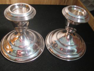 A Pair Of Empire Sterling Silver Candle Holders Mint photo