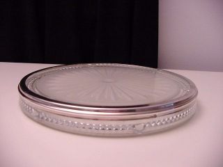 Antique Crystal Glass Trivet With Silver Rim photo