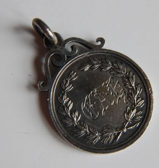 1886 Cricket Challenge Cup Silver Medal / Pocket Watch Chain Fob photo