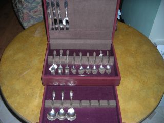 16 Piece Simeon L.  & George H.  Rogers Silverware And Large Draw Chest photo