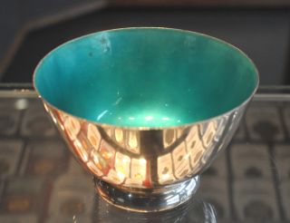 Ocean Blue Enameled Paul Revere Style Sterling Silver Bowl By Towle photo