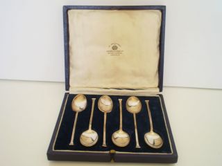 Wow Mappin & Webb Solid Silver Set Of 6 Tea Spoons In Case Stylish photo