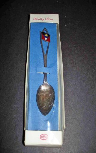 Antigua Sterling Silver Souvenir Spoon Bmco W/ Box Rare Htf Nr photo