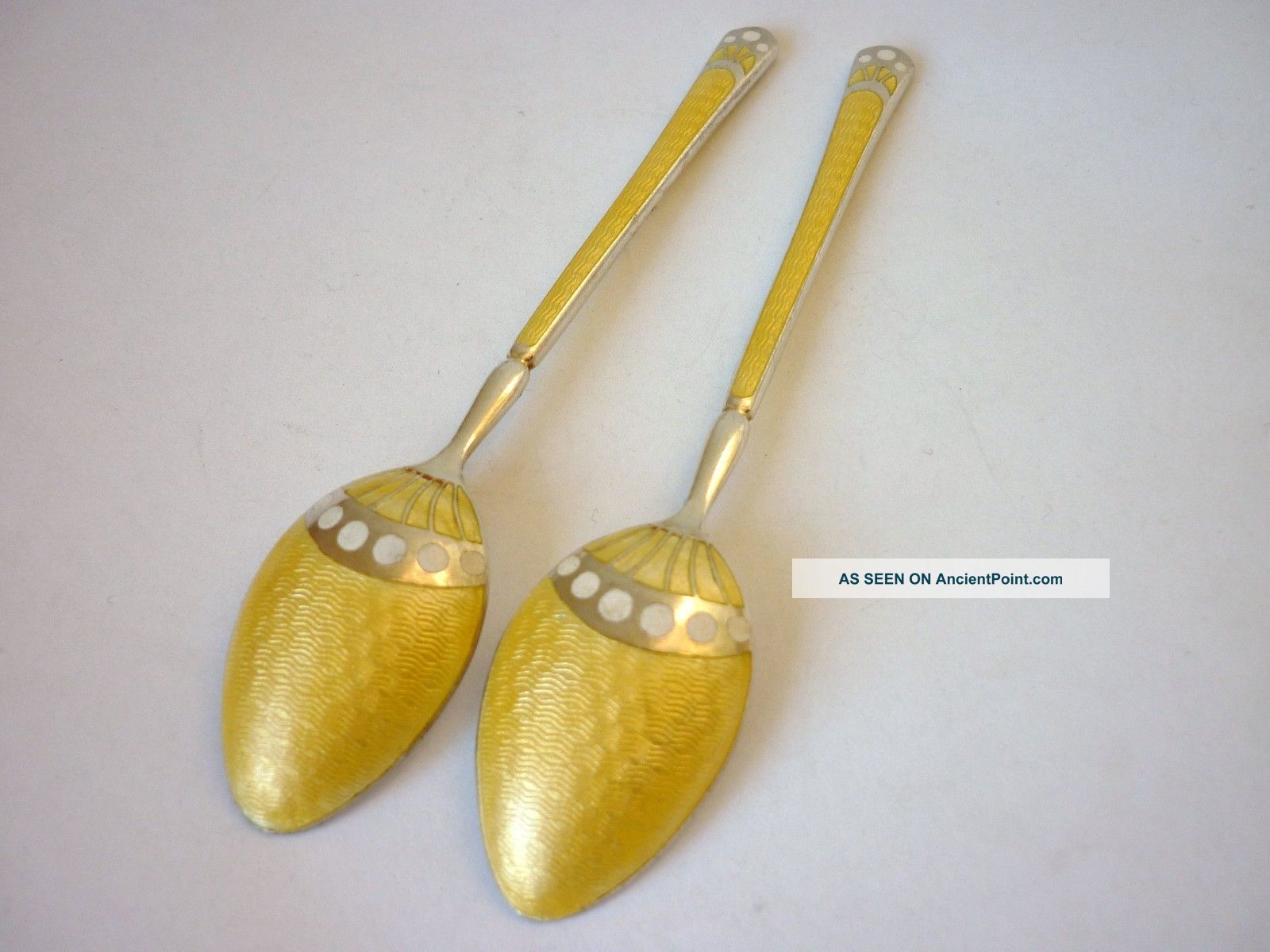 Excellent Antique Silver Enamel Spoons 1914 Other photo