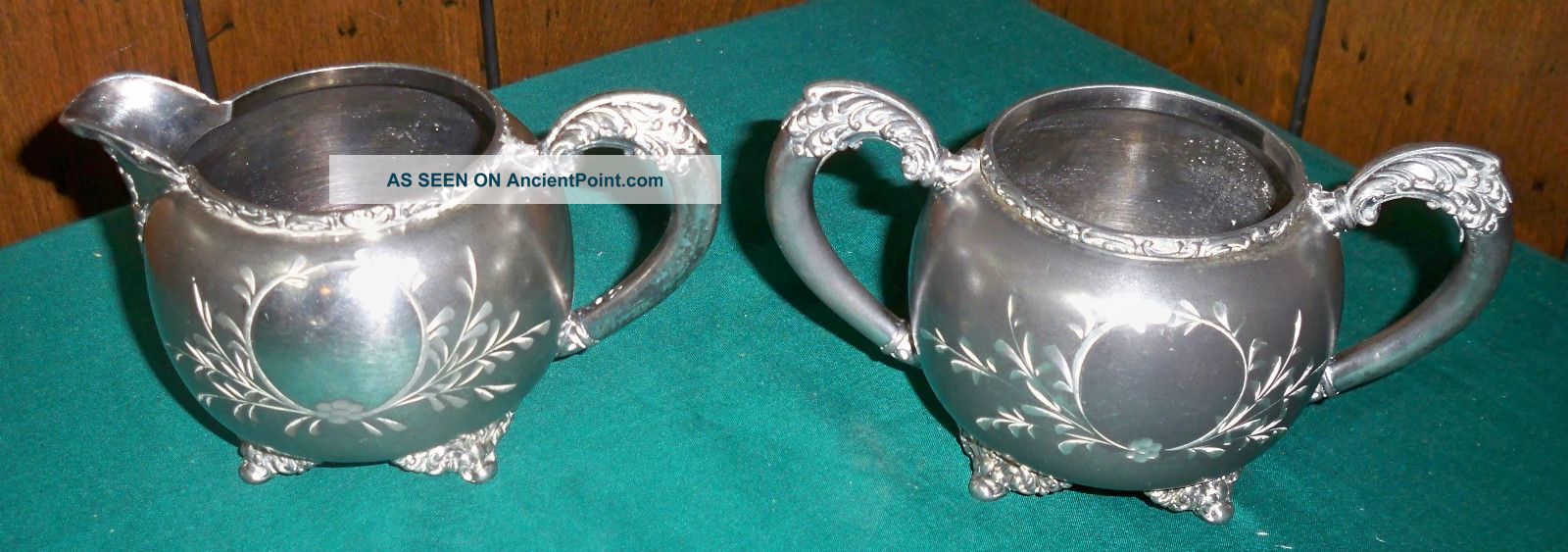 Forbes Silver Co Quadruple Silver Plate Creamer And Sugar Bowl - 136 Creamers & Sugar Bowls photo