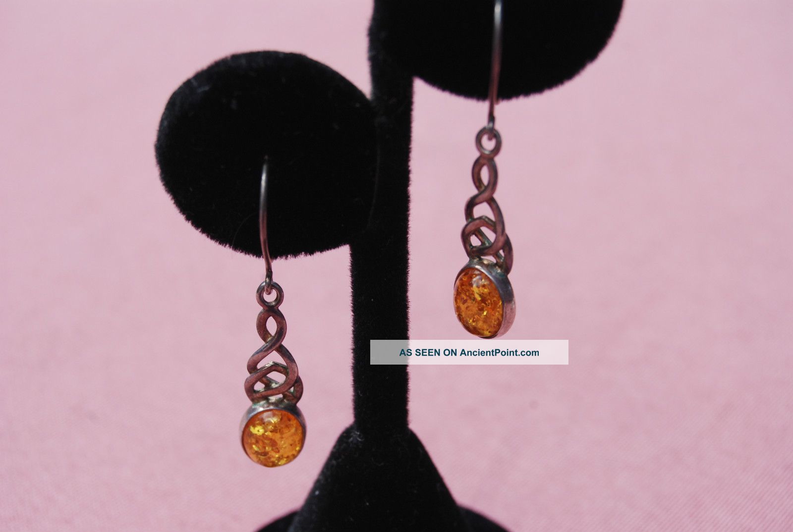 Sterling Dangling Amber Adorned Celtic Knot Earrings Other photo