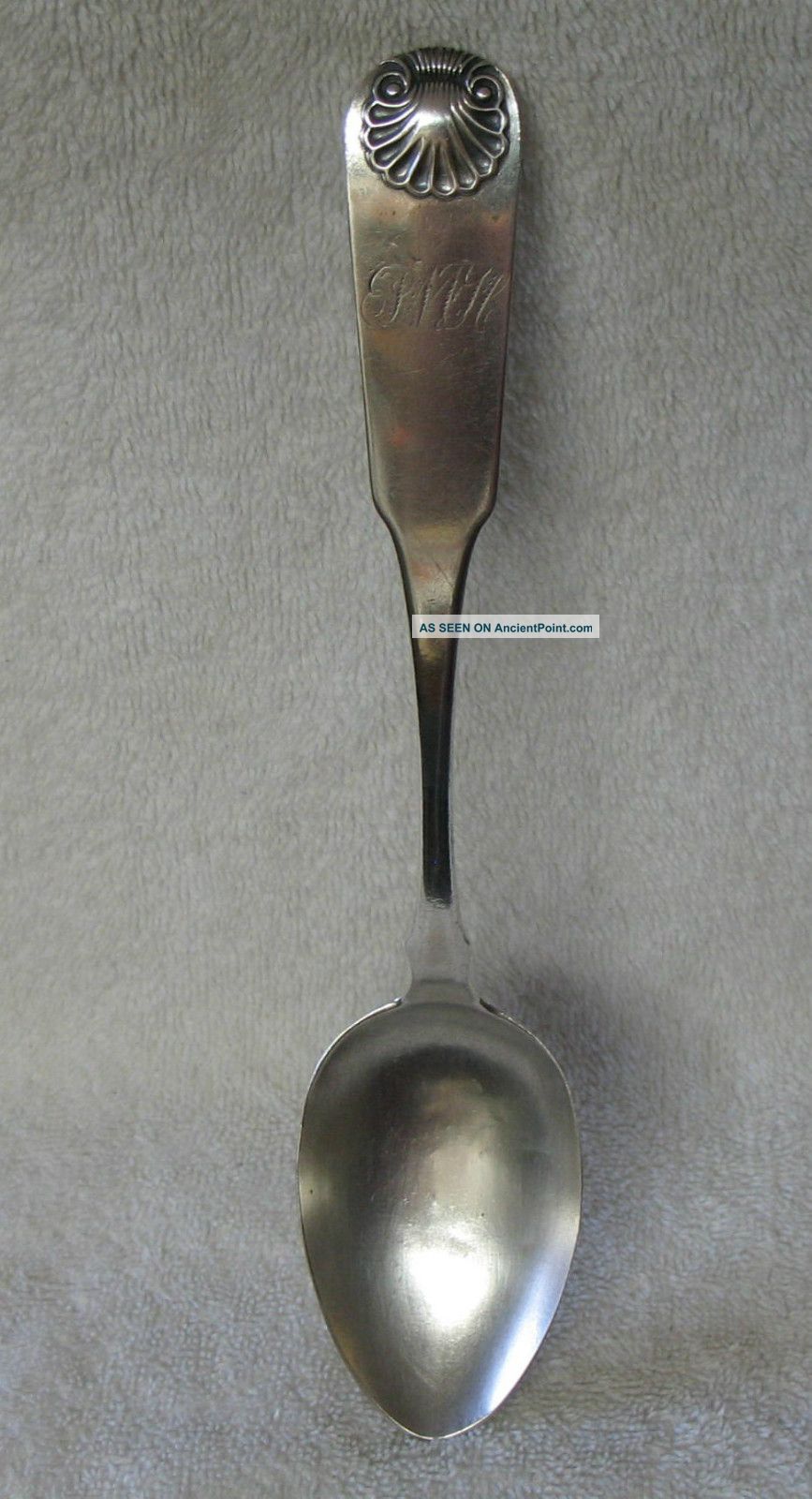 T Lord American Coin Silver Tablespoon Fiddle Shell Pattern Shell Back Other photo