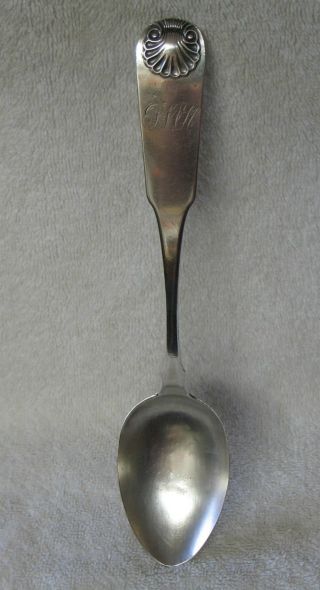 T Lord American Coin Silver Tablespoon Fiddle Shell Pattern Shell Back photo