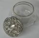 Antique Powder Jar Glass With Sterling Silver Repousse Lid Other photo 1