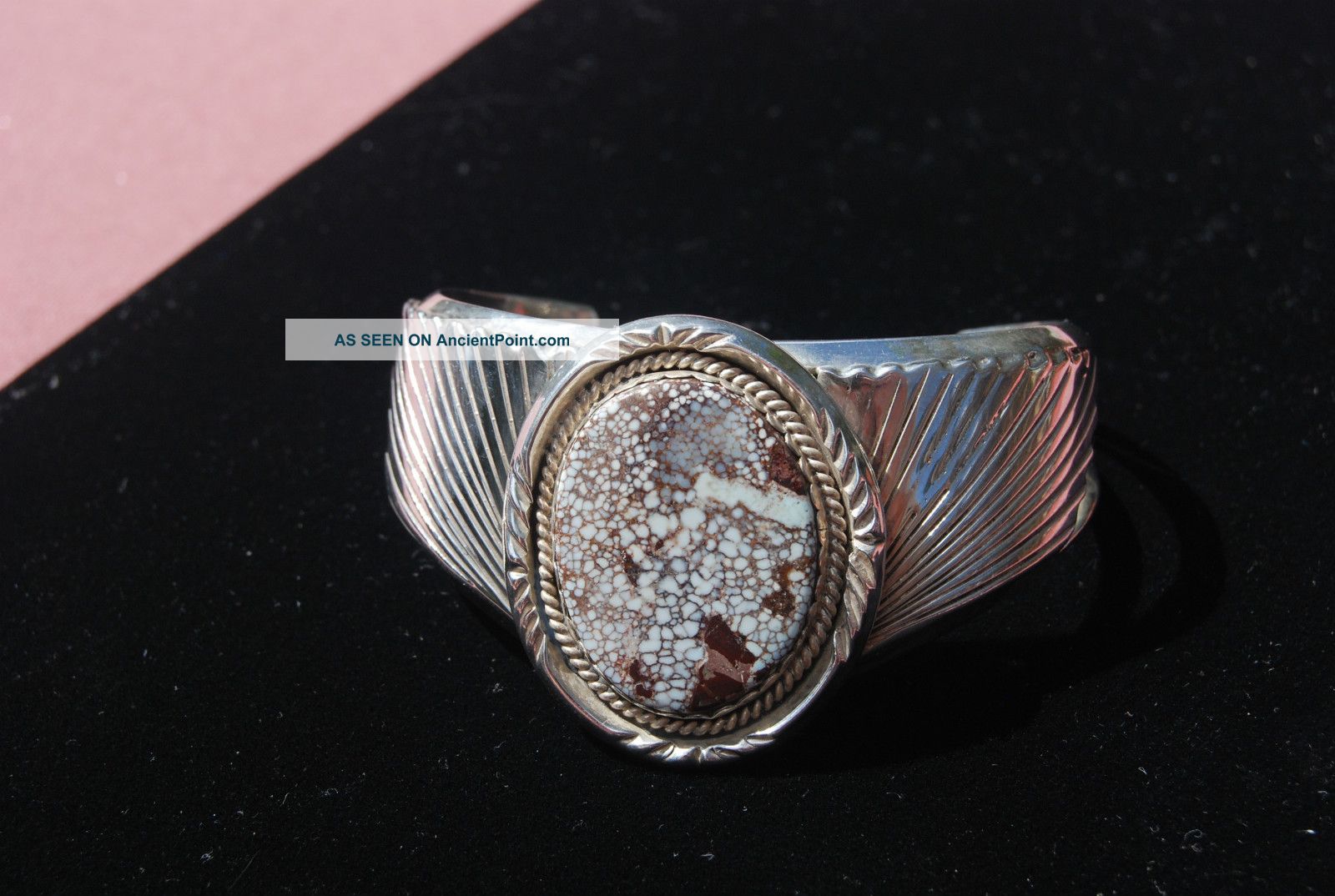 Sterling Silver And Wild Horse Magnesite Bracelet - Tom Willeto - Navajo Other photo