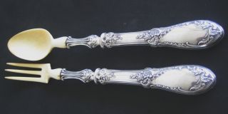 Antique French Sterling Silver Salad Serving Set 2/ps photo