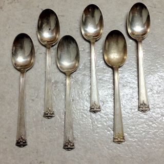 Set Of 6 International Trianon Sterling Silver Teaspoons photo