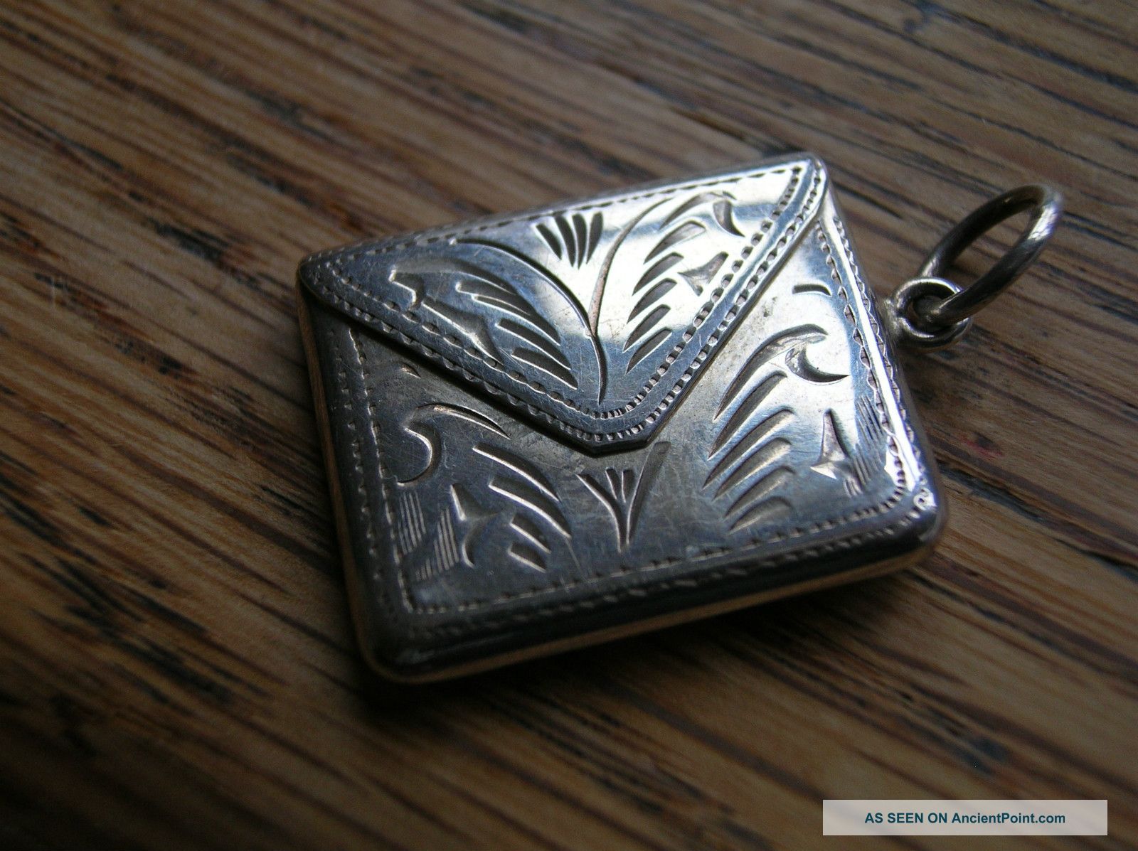 Vintage Solid Silver Engraved ' Envelope ' Stamp Holder Other photo