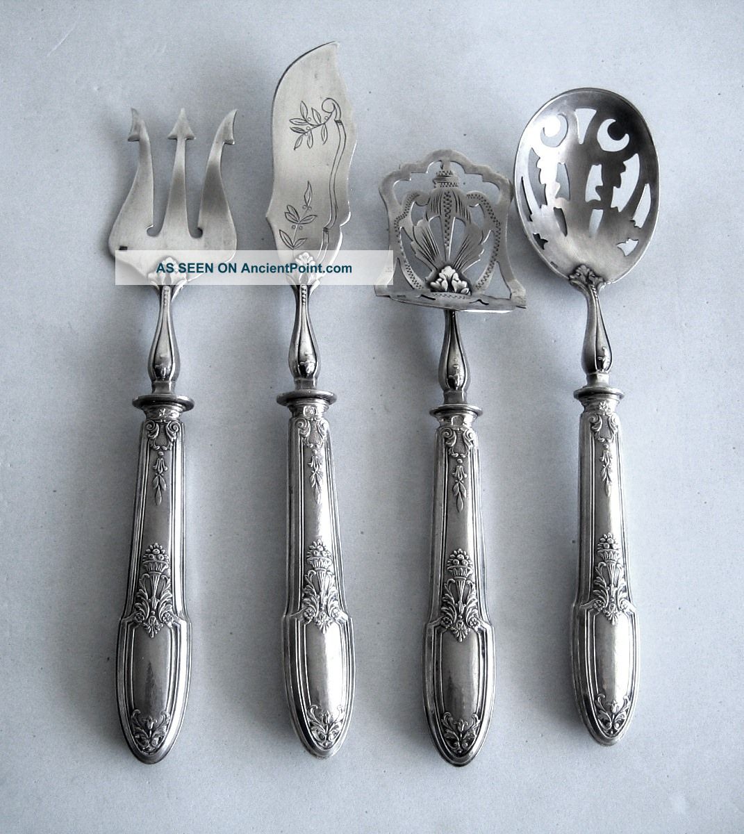 Antique French Sterling Silver Dessert Serving Set 4/ps Empire Other photo