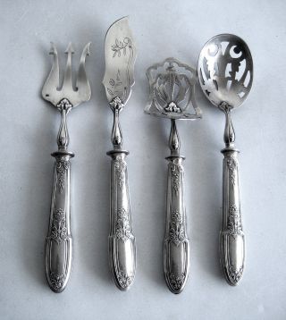 Antique French Sterling Silver Dessert Serving Set 4/ps Empire photo