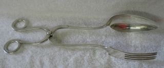 Knowles Antique Sterling Silver Salad Serving Tongs Fork Spoon Arts & Crafts photo