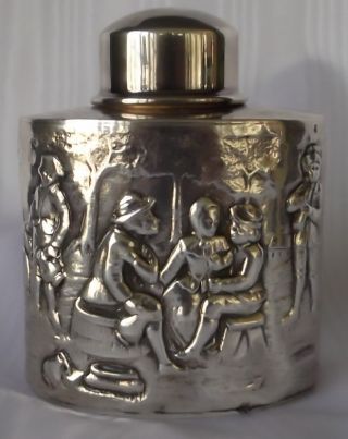 Late 1800s American Silver Plate Tea Caddy - Marriage Celebration photo