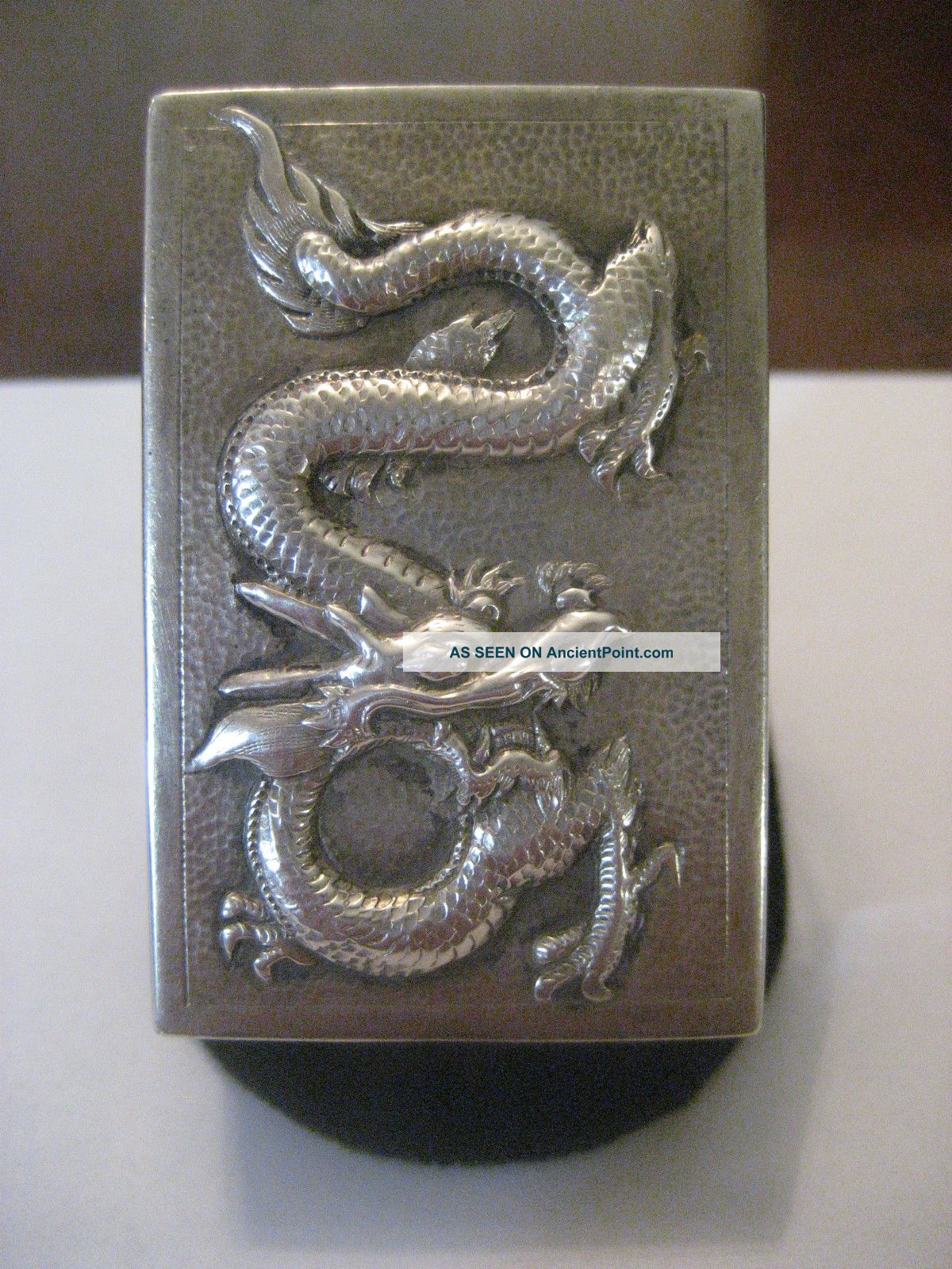 Fine Large Chinese Export Sterling Silver Dragon Match Box Cover,  C1890 - 1910 Other photo