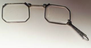 Antique Sterling Silver Lorgnette Folding Glasses Spectacles Krementz B Filigree photo