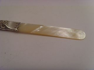 Superior Victorian Silver Letter Opener,  With Real Mother Of Pearl Opener photo