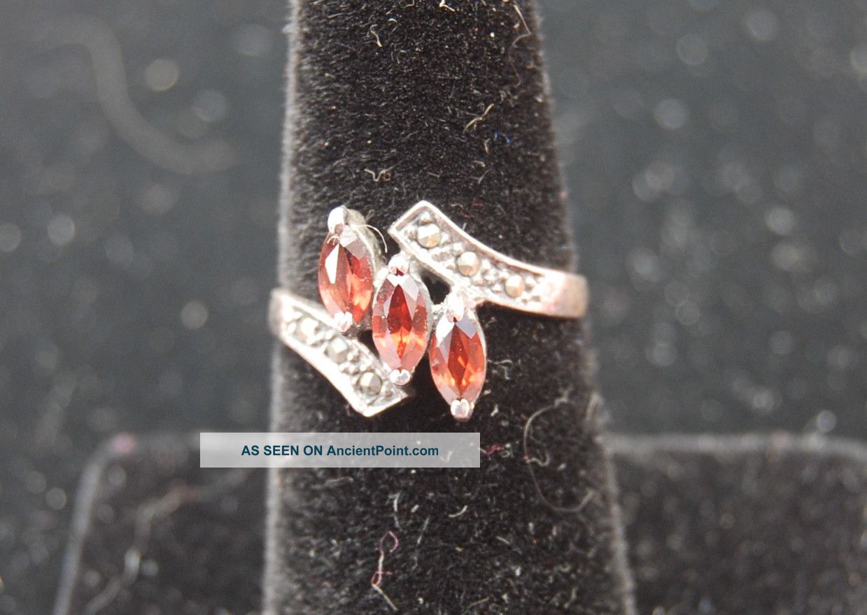Sterling Marcosite And Garnet Ring - Size 6 1/4 Other photo