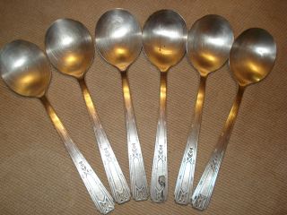 Oneida Silverplate Round Soup Spoons - 6 - Tudor Plate photo