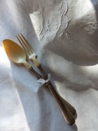 The Most Pair Of Antique French Silver Salad Servers photo
