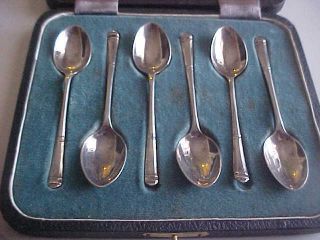 Vintage E.  I.  A.  I.  Iob Sterling Silver Demitasse Spoon 6 Pc Set - Sheffield - 3 3/4 