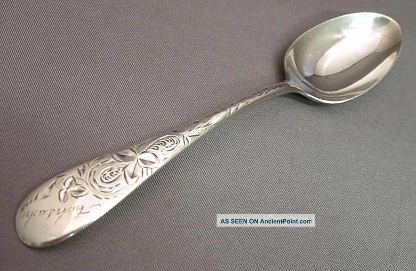 Pretty Floral Etched Sterling Demitasse Spoon (s) Other photo