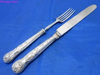 Kings Pattern Sterling Silver Knife & Fork C.  1840 Sheffield photo
