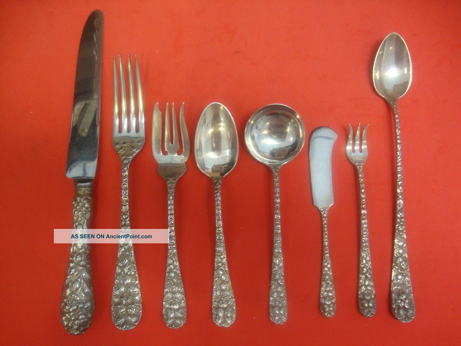 Baltimore Rose By Schofield Sterling Silver Flatware Set Service No Mono Dinner Other photo